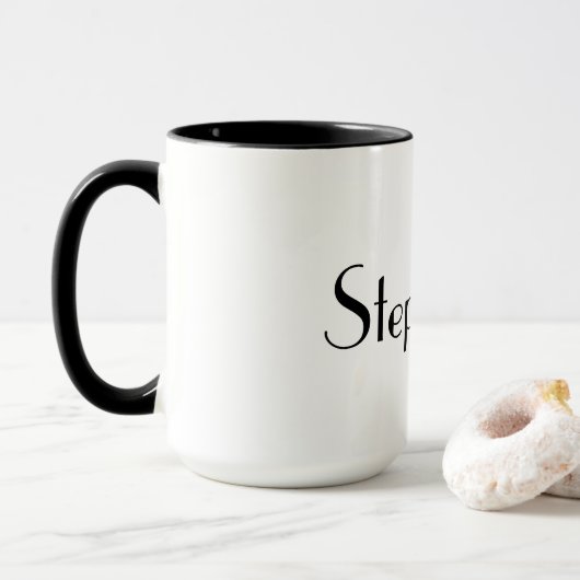 Naam Monogram Sjabloon Black White Cool Gift Mok (Met donut)