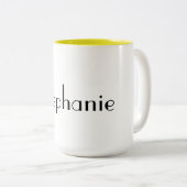 Naam Monogram Sjabloon Geel White Cool Cool Cft Tweekleurige Koffiemok (Voorkant rechts)
