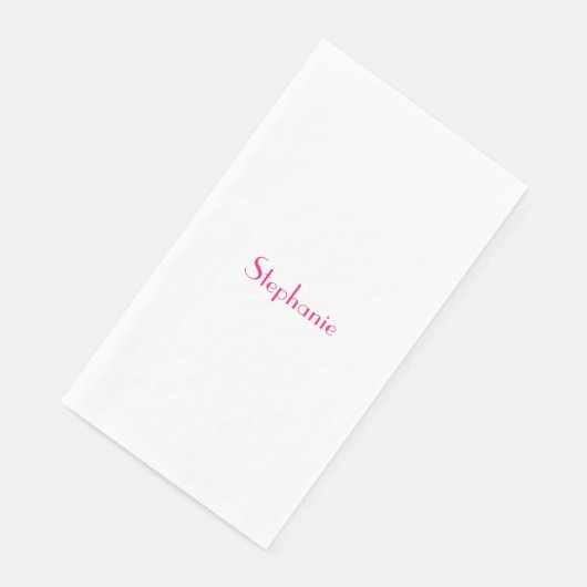 Naam Monogram Sjabloon Roze Wit Custom 2023 Servet (Hoek)