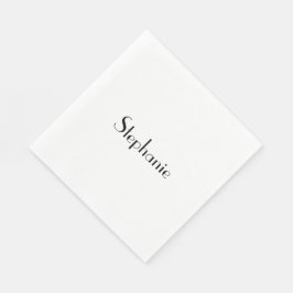 Naam Monogram Sjabloon Zwart Wit Aangepast Cool Servet