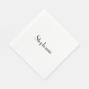 Naam Monogram Sjabloon Zwart Wit Aangepast Cool Servet