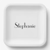 Naam Monogram Sjabloon Zwart wit Aangepast geluid Papieren Bordje (Voorkant)