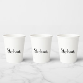 Naam Monogram Sjabloon Zwart Witte Kute Aangepast Papieren Bekers