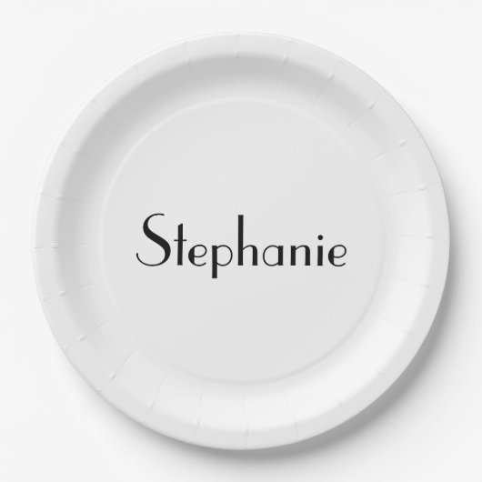 Naam Monogram Sjabloon Zwart Witte Kute Aangepast Papieren Bordje (Voorkant)