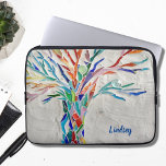 Naam Monogram structuur Laptop Sleeve<br><div class="desc">Dit sleeve van de heupriem is versierd met een mozaïekboom in de kleuren van de regenboog. Eenvoudig aan te passen met jouw naam of monogram. Gebruik de optie Verdere wijzigingen aanpassen om de tekstgrootte, stijl of kleur te wijzigen als u dat wenst. Omdat we ons eigen kunstwerk creëer, zal je...</div>