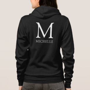 Naam Monogram Vrouwen Voorkant Dubbelzijdig Zwart Hoodie