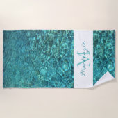 Naam Monogram Water Strandhanddoek Strandlaken (Voorkant)