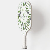 Naam Monogram Waterverf Olijfpatroon Pickleball Paddle (Links)