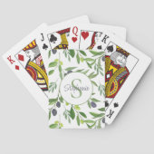 Naam Monogram Waterverf Olijfpatroon Pokerkaarten (Achterkant)