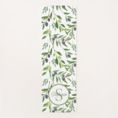 Naam Monogram Waterverf Olijfpatroon Yogamat (Voorkant)