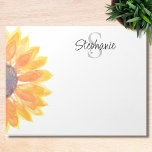 Naam Monogram Waterverf Zonnebloem Notitieblok<br><div class="desc">Dit bloemige gepersonaliseerde notitieblok is versierd met een gele waterverf zonnebloem. Gemakkelijk aan te passen met jouw naam en monogram. Gebruik het ontwerpgereedschap om de tekstgrootte, -stijl of -kleur te wijzigen. Als we creëer ons kunstwerk zullen je dit exacte afbeelding van andere ontwerpers niet vinden. Originele Waterverf © Michele Davies....</div>