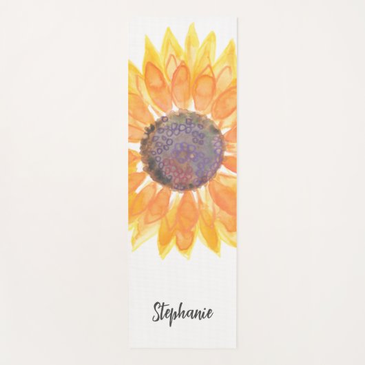 Naam Monogram Waterverf Zonnebloem Yogamat (Voorkant)