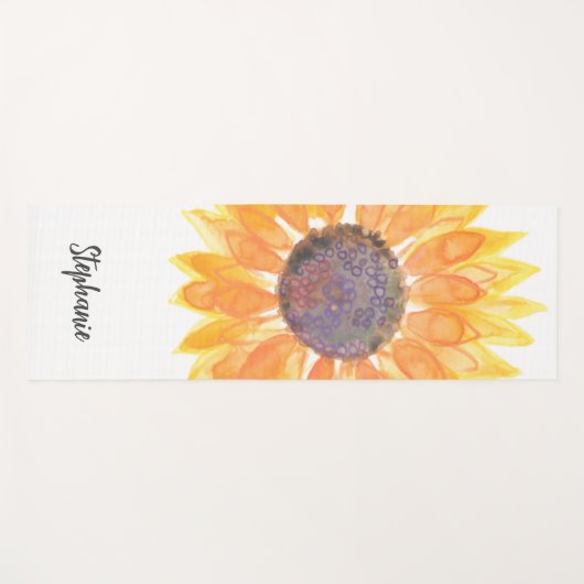 Naam Monogram Waterverf Zonnebloem Yogamat (Voorkant (horizontaal))