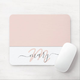 Naam Monogram White Rose Pink White Abstract Muismat