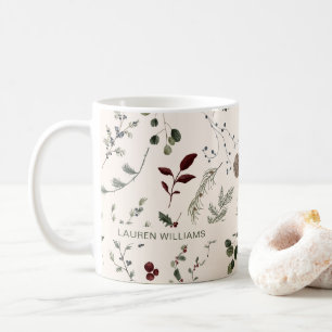 Naam Monogram Winter Wildflower Patroon Koffiemok