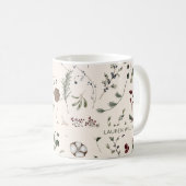 Naam Monogram Winter Wildflower Patroon Koffiemok (Voorkant rechts)