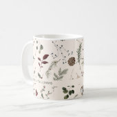 Naam Monogram Winter Wildflower Patroon Koffiemok (Voorkant links)