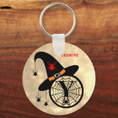 Naam Monogram Y Halloween Sky Witch Spiders Sleutelhanger (Voorkant)