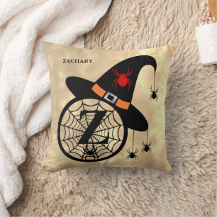 Naam Monogram Z Halloween Sky Witch Spiders Kussen