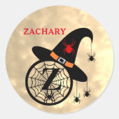 Naam Monogram Z Halloween Sky Witch Spiders Ronde Sticker (Voorkant)