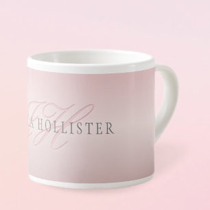Naam & Monogram   Zachte NEP Roze Gouden Blush Espresso Kop