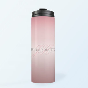 Naam & Monogram   Zachte NEP Roze Gouden Blush Thermosbeker