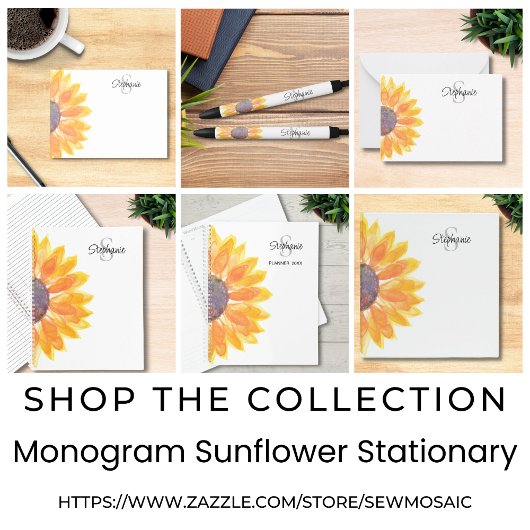 Naam Monogram zonnebloem Notitieboek