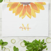 Naam Monogram zonnebloem Theedoek (Gevouwen)