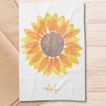 Naam Monogram zonnebloem Theedoek<br><div class="desc">Deze keukenhanddoek voor bloemen is versierd met een gele waterverf zonnebloem. Pas het aan met jouw naam en initiaal. Omdat we ons eigen kunstwerk creëer,  zal je dit exacte afbeelding niet vinden van andere ontwerpers. Oorspronkelijke Waterverf © Michele Davies.</div>