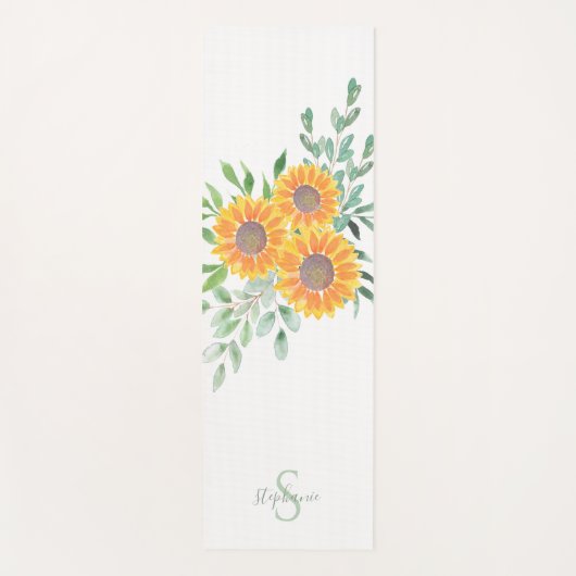 Naam Monogram zonnebloem Yogamat (Voorkant)