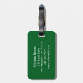 Naam & Monogram, Zwarte & Gouden Doos Forestgroen  Bagagelabel (Achterkant verticaal)