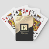 Naam & Monogram, Zwarte & Gouden Doos, Gouden Agaa Pokerkaarten (Achterkant)