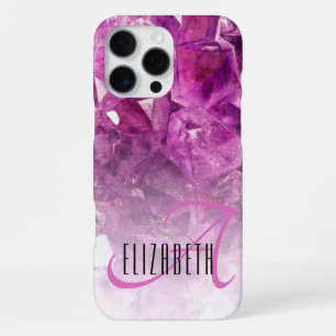 Naam Monogram Zwarte Ombre Kristallen iPhone 16 Pro Max Hoesje