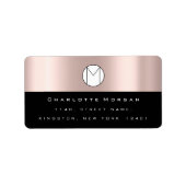 Naam monogramadres minimumaantal Roos zwart RSVP Etiket (Voorkant)