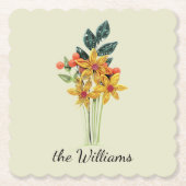 Naam, Mooie Papier Gewatteerde Bloemen Papier Onde Kartonnen Onderzetters (Voorkant)