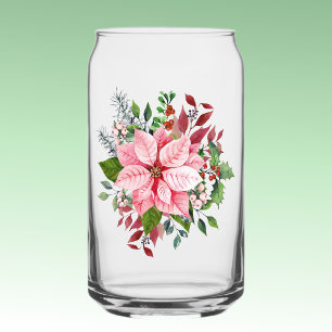 Naam, Mooie Roze Poinsettia Krans 16oz Blikvorm Glas