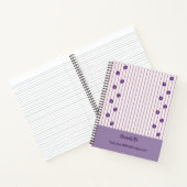 naam & motto Violette strepen en bloemen Notitieboek (Binnen)