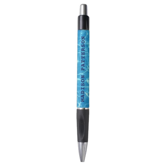 Naam mousserend blauw zwembad pen (Voorkant Verticaal)