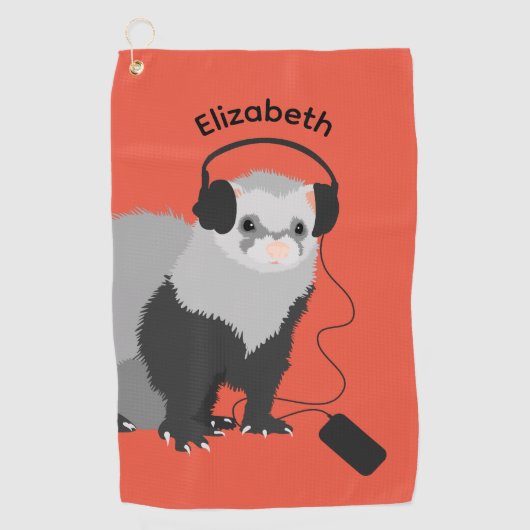 Naam Music Lover Ferret Golfhanddoek (Voorkant)