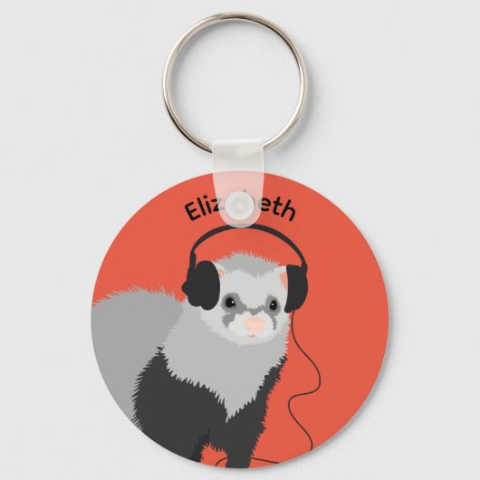 Naam Music Lover Ferret Sleutelhanger (Voorkant)