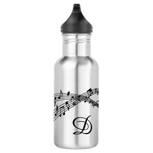 Naam muzieknoten monogram waterfles  (Rechts)
