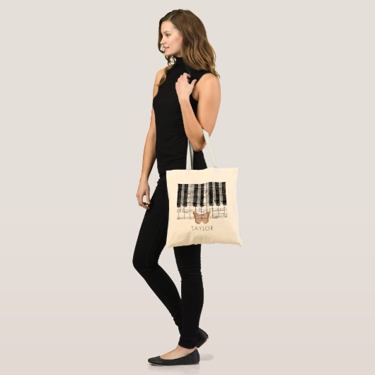 naam muziekpiano butterfly tote bag (Voorkant (model))