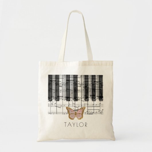 naam muziekpiano butterfly tote bag (Voorkant)