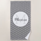 Naam naaimachine/Initiaal donker Strandlaken (Voorkant)