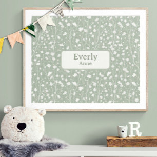 Naam naar keuze kinderkamer decor boerderij bloeme poster