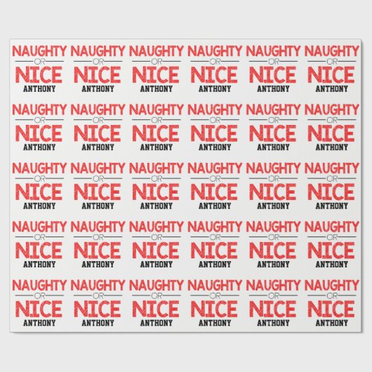 Naam... Naughty of Nice kerstpapier Cadeaupapier (Vlak)
