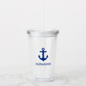 Naam nautisch anker acryl drinkbeker (Voorkant)
