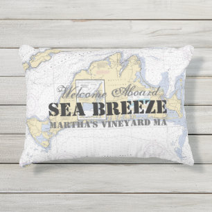 Naam + Nautisch welkom aan boord van Martha's Vine Buitenkussen