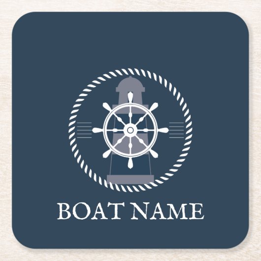 Naam nautische boot kartonnen onderzetters (Voorkant)