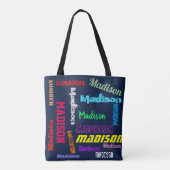 Naam Navy Blue Colorful Canvas schouder herhalen Tote Bag (Achterkant)